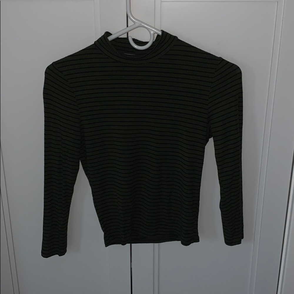 green and black striped shirt